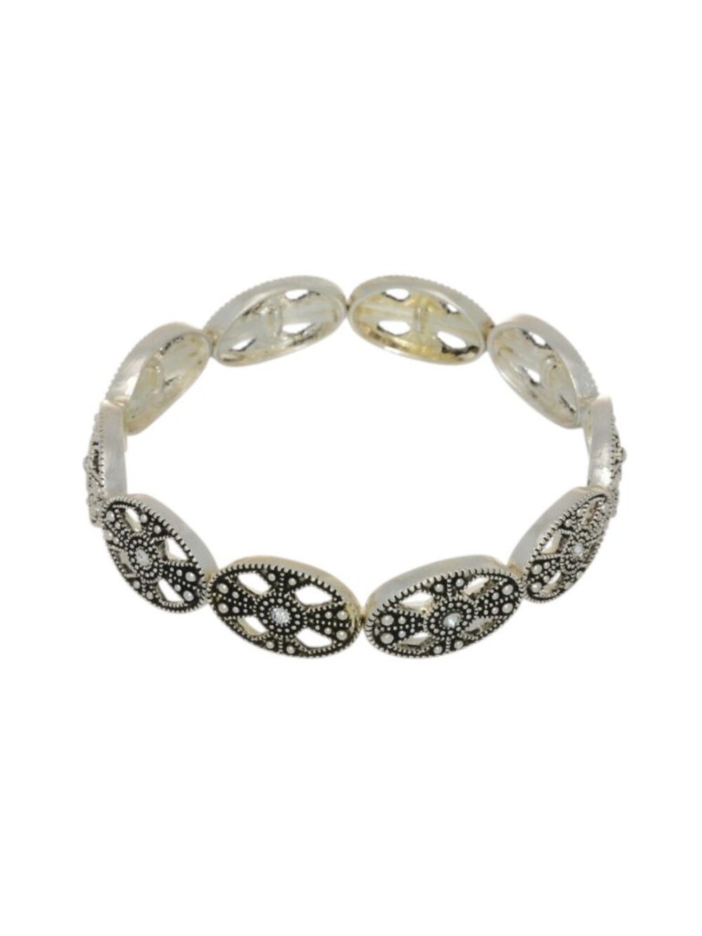 Silvertone Antique Inspired Stretch Bracelet